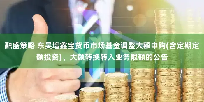 融盛策略 东吴增鑫宝货币市场基金调整大额申购(含定期定额投资)、大额转换转入业务限额的公告